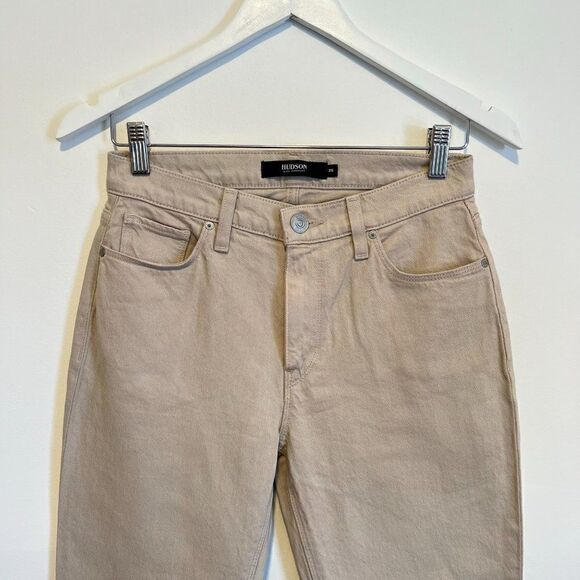 NWOT Hudson Barbara High Waist Crop Straight Leg Jeans in Ivory - Picture 4 of 7